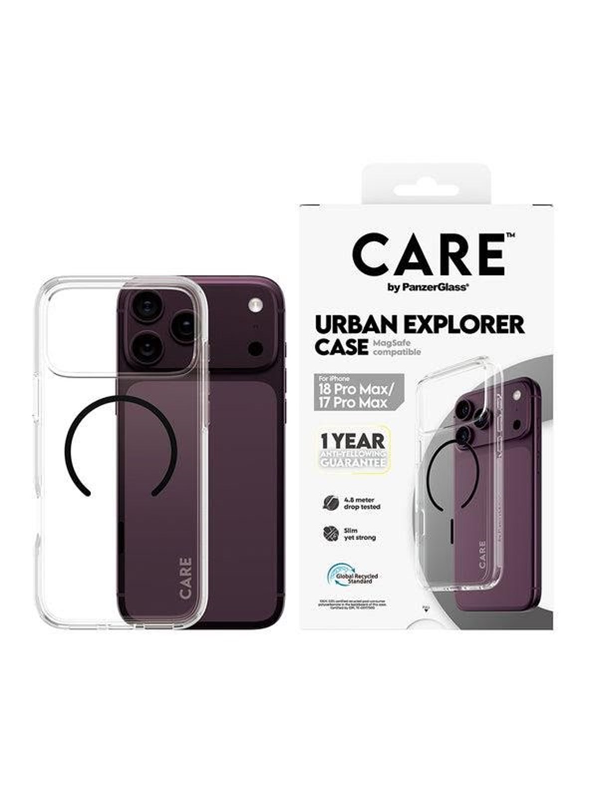 CARE by PanzerGlass Urban Explorer Case Transparent w. Black MagSafe Apple iPhone 18 Pro Max | 17 Pro Max