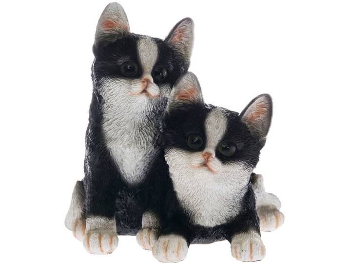 Dekofigur Katzenkinder , schwarz (schwarz, weiß), B:19cm H:17cm T:18cm, Polyresin (Kunststein), MYFLAIR MÖBEL & ACCESSOIRES, Dekofiguren, Dekofigur, gelb/weiß getigert, Wohnzimmer