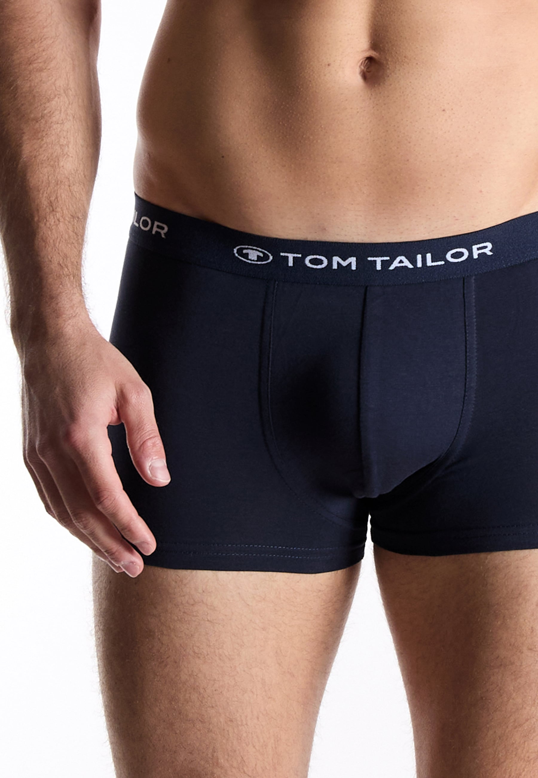 Retro Pants TOM TAILOR "Buffer", Herren, Gr. 7 (XL), blau (blau, dunkel, karo), Single Jersey, Obermaterial: 95% Baumwolle, 5% Elasthan, eng, Unterhosen Retro Pants, bequem, eng, mit Logobund, mit Print, Baumwollmix, Topseller