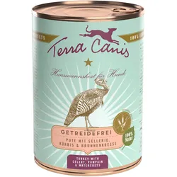 Terra Canis Getreidefrei 400g Dose Hundenassfutter 6 x 400 Gramm Pute mit Sellerie, Kürbis & Brunnenkresse