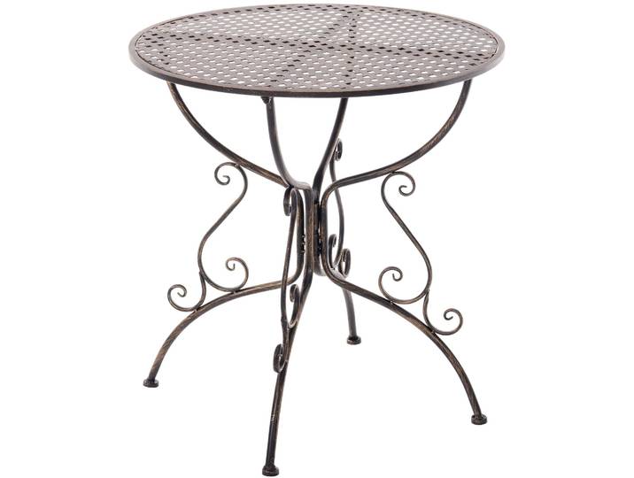 CLP Gartentisch rund 70 cm Jugendstil Amanda mit kunstvoll verziertem Eisengestell Farbe bronze