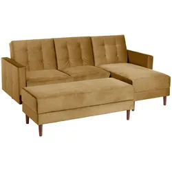 FUNKTIONSSOFA mit Hocker Katunia Samtvelours mais
