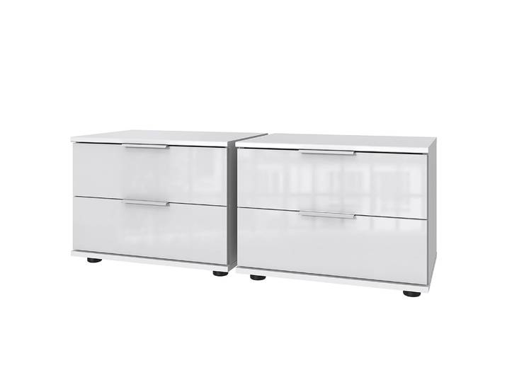 Table de chevet 40cm Lot de 2 Blanc/Blanc