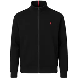 U.S. POLO ASSN. Herren Sweatjacke mit Stehkragen - Fleece Puffy, Zip-Jacke, Baumwoll-Mix Schwarz / L