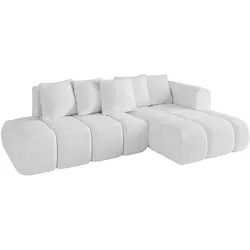ECKSOFA Ottomane Rechts CLOUD-L-v1 280x185x90 Weiß Bouclé
