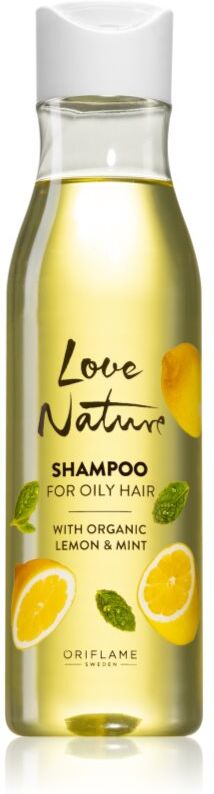 Oriflame Love Nature Organic Lemon & Mint shampoing nettoyant en profondeur pour cheveux gras 250 ml