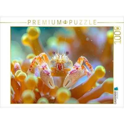CALVENDO Puzzle Porzellankrabbe in einer Anemone | 1000 Teile Lege-Größe 64x48cm Foto-Puzzle für glückliche Stunden