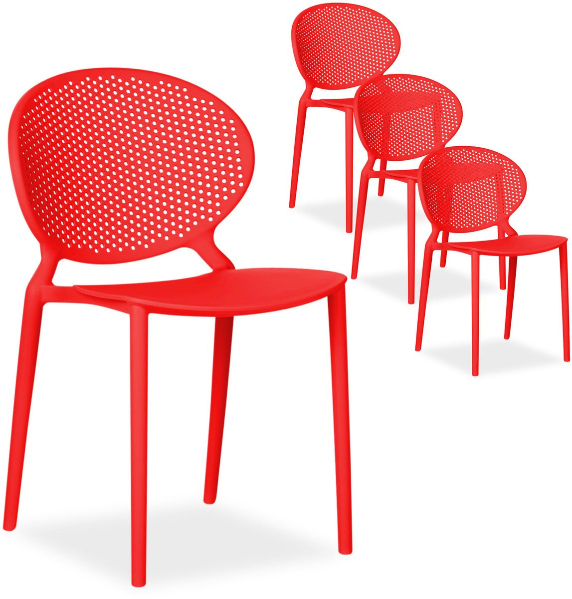 Homestyle4u Set van 4 Stapelbare Tuinstoelen - Rood