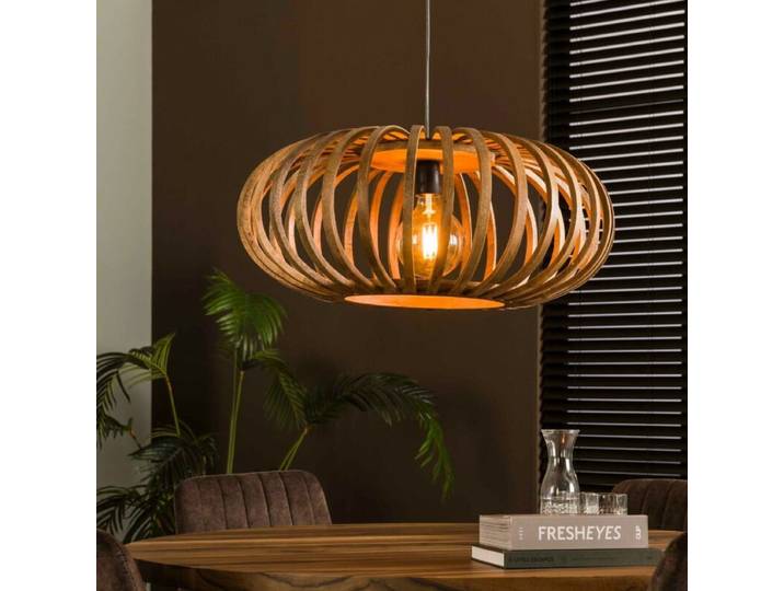 Liadomo Pendelleuchte Saguaro, natürliches Holz, runde Esstisch