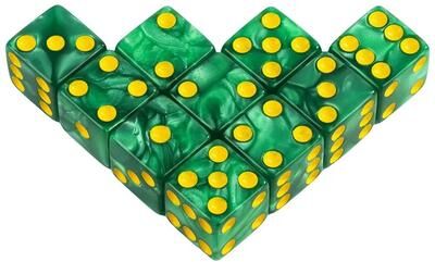 Uplift Picks Aventurine Style 16mm Marble Acrylic D6 Dice Set green