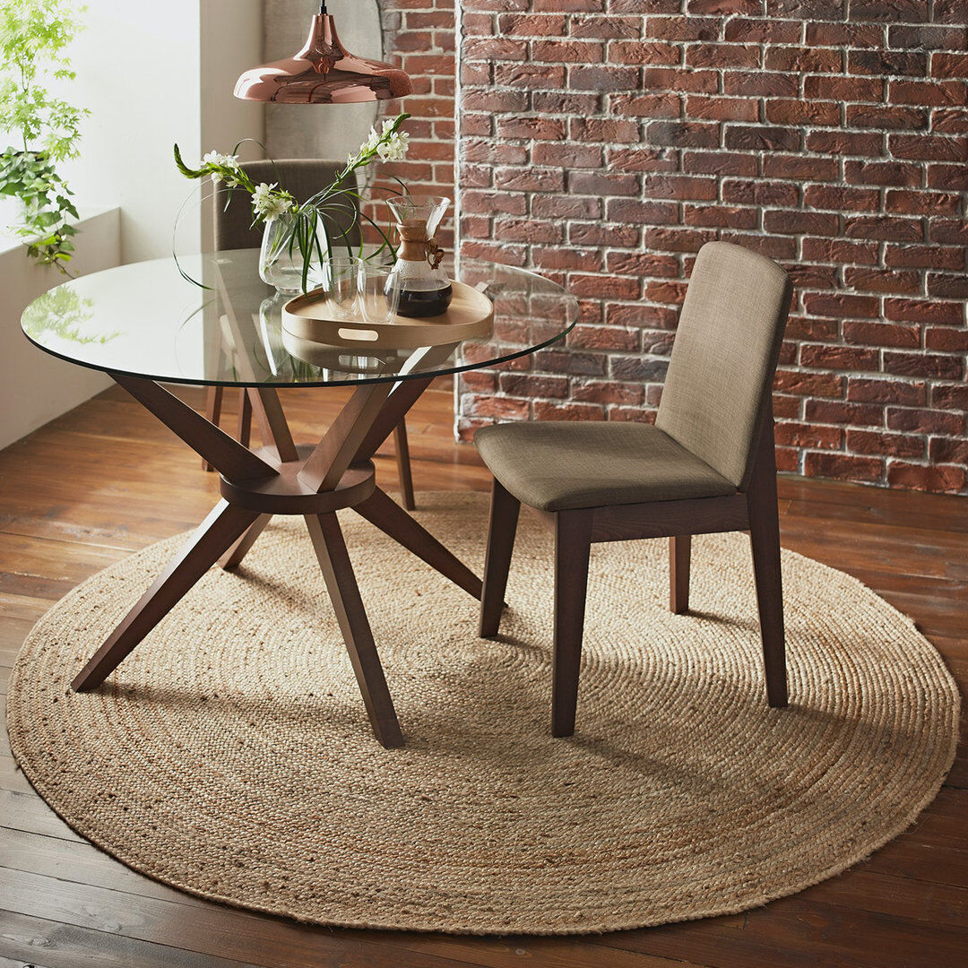 Beachcrest Home Buscher Solid Colour Jute / Sisal Hand Woven Area Rug Beige Round 120cm
