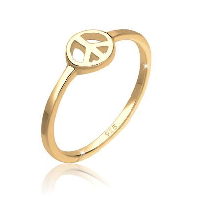 Silberring ELLI "Ring Peace Frieden Symbol 925 Sterling Silber" Gr. 54, gold, Fingerringe, Damen, 54, Silber 925 (Sterlingsilber), Silberring