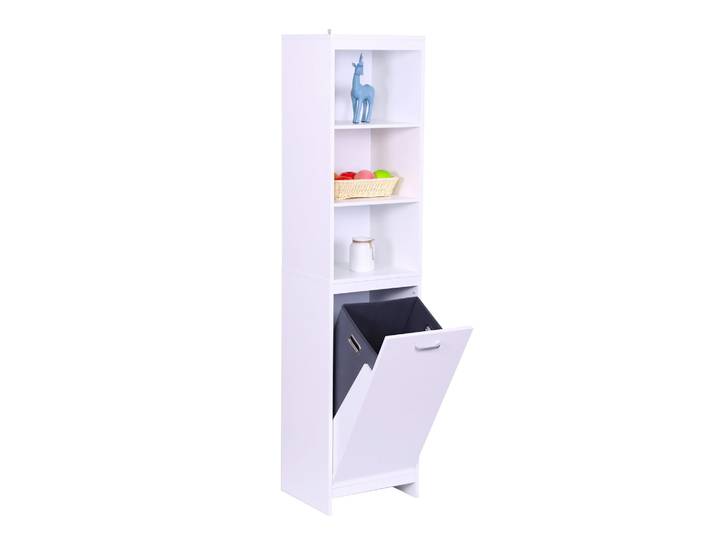 Wäscheschrank mit 44L Wäschesack Weiss-Grau