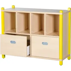 Materialschrank, 2 hohe Dekorschübe, 4 Fächer