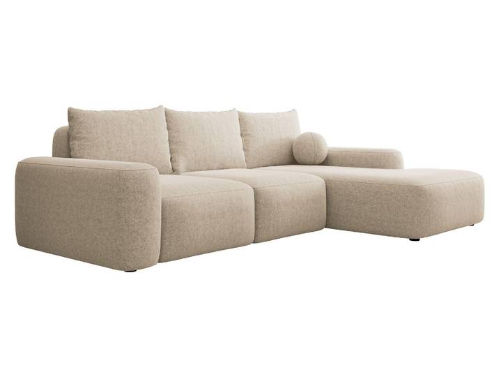 Selsey Carnos - Ecksofa mit Schlaffunktion, Balancekissen, Chenillebezug, Beige, rechtsseitig