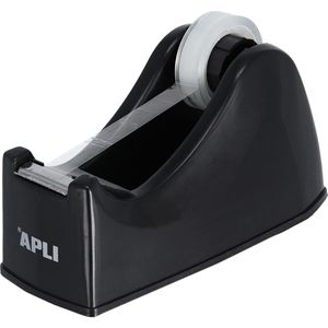 APLI Klebebandabroller 14017, schwarz, Tischabroller für Klebeband 19mm x 33m
