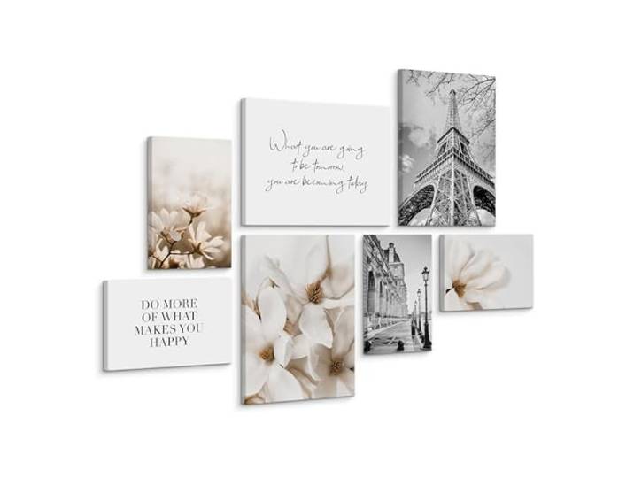 Muralo Wandbilder 3er-Set, Paris, Blumen, Spruch, Stadtansicht - 30x40 cm