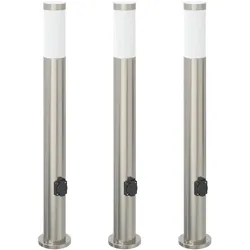 vidaXL Pollerleuchten mit Auslass 3er 80 cm Edelstahl IP44