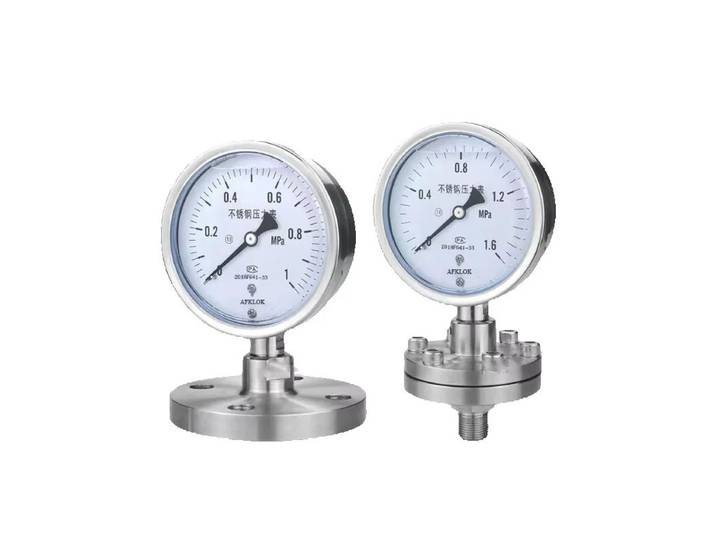 Diaphragme à bride en acier inoxydable avec manomètre 0 - 200 PSI