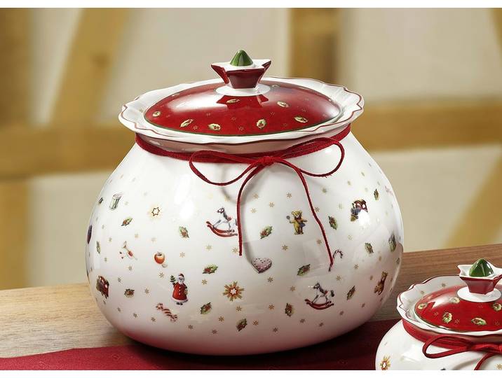 Villeroy & Boch Gebäckdosen aus Porzellan, Weiss/Rot, Gebäckdose, groß