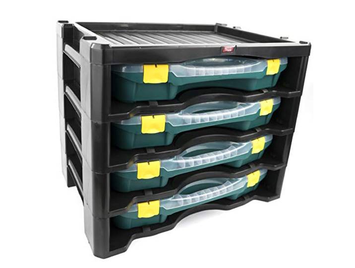 TAYG Multibox N° 3 (incl. 4 kleine onderdelen dozen N° 24, opbergsysteem voor kleine onderdelen, stapelbaar, voor gereedschap, afmetingen 530x376x430 mm) 484962