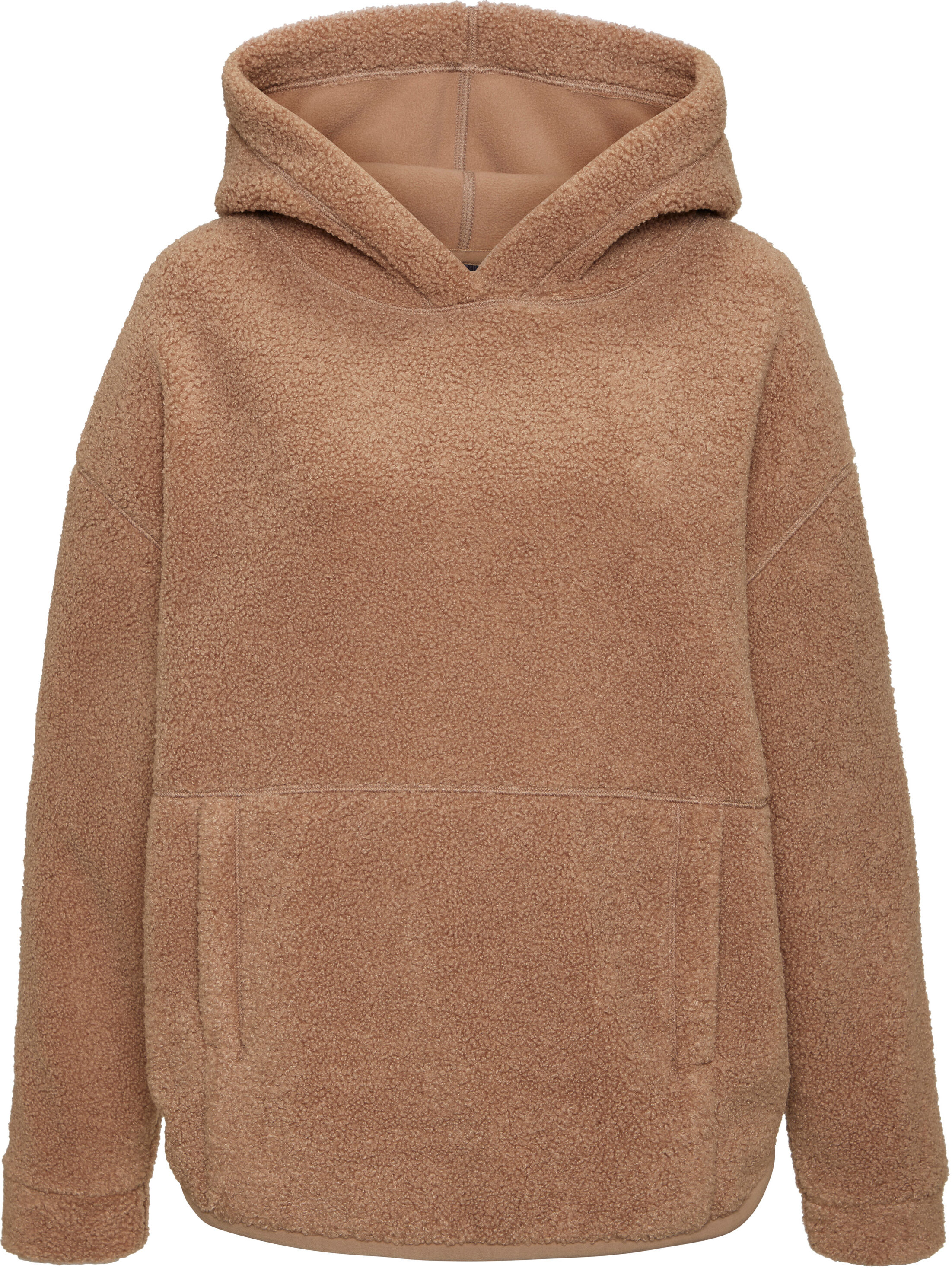 Fleecepullover ELBSAND, Damen, Gr. XL/42, braun (nougat), Fleece, Obermaterial: 100% Polyester, hüftbedeckend, Rundhals, Sweatshirts Fleecepullover, mit grossem Letterprint auf dem Rücken nougat XL/42