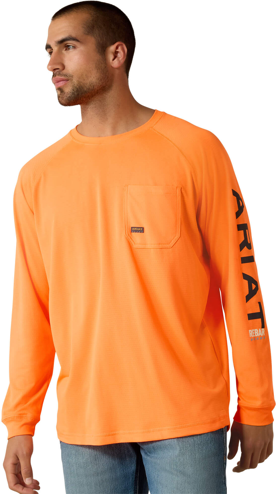 Men's Rebar Heat Fighter T-Shirt in Neon Orange, Size: LT by Ariat