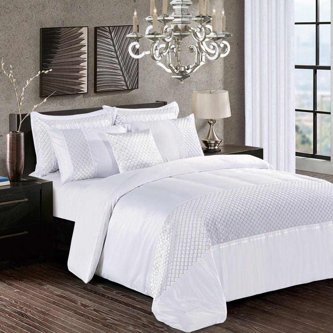 Rosdorf Park Cheng Bedding with Pillowcases White Super King - 2 Standard Pillowcases