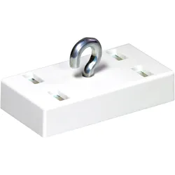 6 Leistenmagnet mit Haken, hält ca. 40kg, Ferrit, Kunststoff, weiß