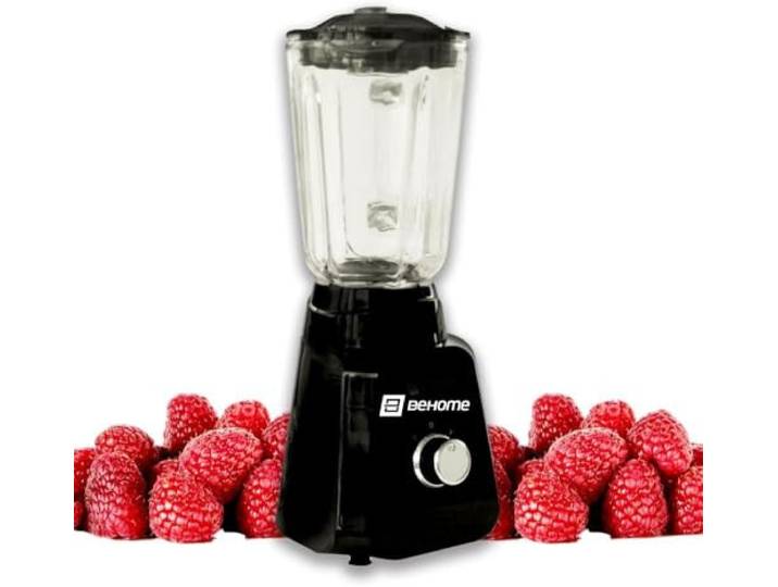 BEHOME Elektrischer Mixer mit Glasbecher 1,5 l, Klinge aus Edelstahl Standmixer mit rutschfesten Füßen, Geschwindigkeitsregelung 400 W und LED-Licht, für Smoothies, Shacker, Soßen, Babynahrung
