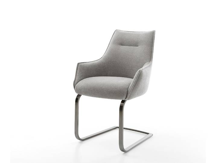Freischwinger Alja-Flex mit Armlehnen Strukturstoff Soft Grau Freischwinger flach Graphit Taschenfederkern, Esszimmerstühle
