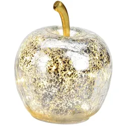 G. Wurm LED Glas Apfel Silber Gold 11x12 cm Dekoobjekt Weihnachten