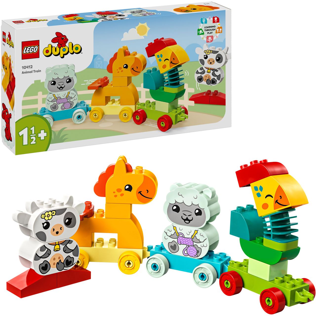 LEGO DUPLO 10412 Tierzug, Zug-Spielzeug mit Rädern für Kleinkinder
