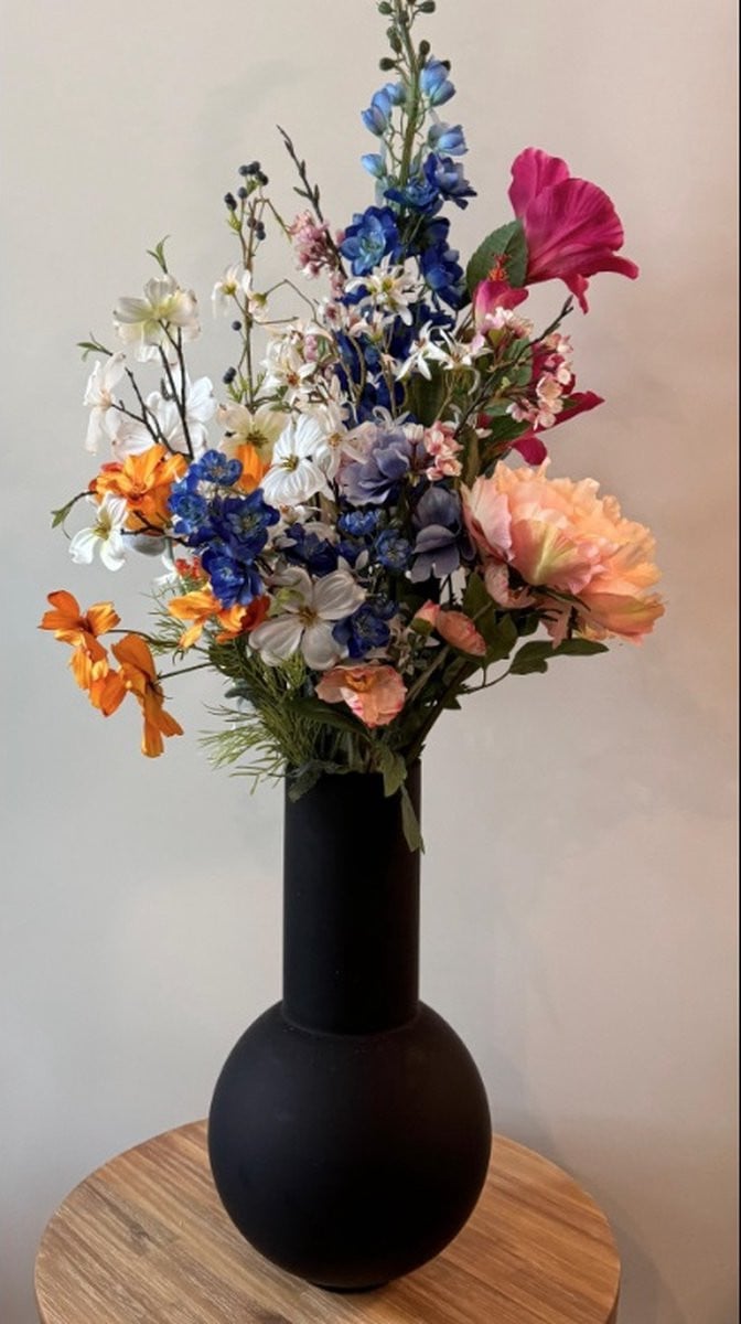 Decostar kunstboeket gemengd blauw/oranje