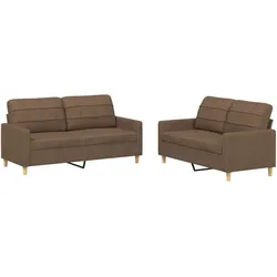 vidaXL 2-tlg. Sofagarnitur mit Kissen Braun Stoff