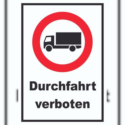 HB-Druck Durchfahrt verboten LKW Symbol Schild A4 (210x297mm)