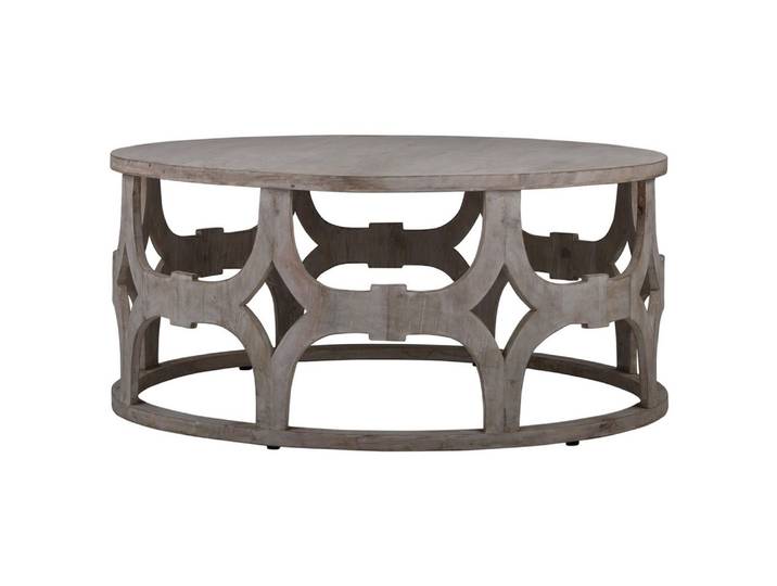 WOMO-DESIGN Couchtisch Beistelltisch handgefertigt aus Massivholz Sofatisch Wohnzimmertisch, Kaffeetisch Asmara rund Natur Unikat Vintage Design Holztisch
