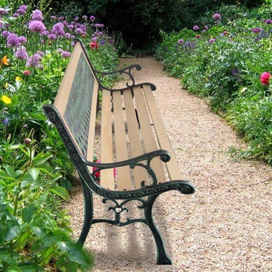 Gartenbank mit dekorativer Rückenlehne - Außenbank im eleganten Design - 122 cm breit - Schwarz