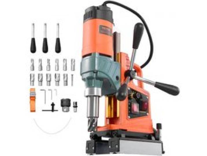 VEVOR Magnetbohrmaschine 1400 W 50 mm Bohrdurchmesser, umkehrbare Richtung, Magnetbohrer für Metalloberflächen, elektrische Kernbohrmaschine mit 11 Kernbohrern für Industrie Heimwerker Orange