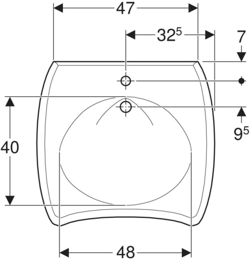 Geberit Waschtisch barrierefrei Vitalis 65x60cm, m Hahnloch, ohne Überlauf, weiß (501540011)