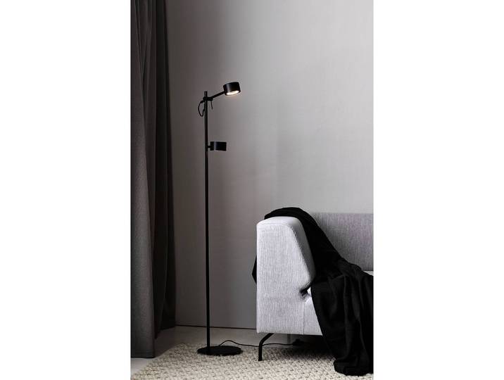 Lampadaire Clyde Ø 9cm Noir Matériau : Métal, Matière plastique Surface en métal : Laqué Type de matière synthétique : Polyester-PVC Type de