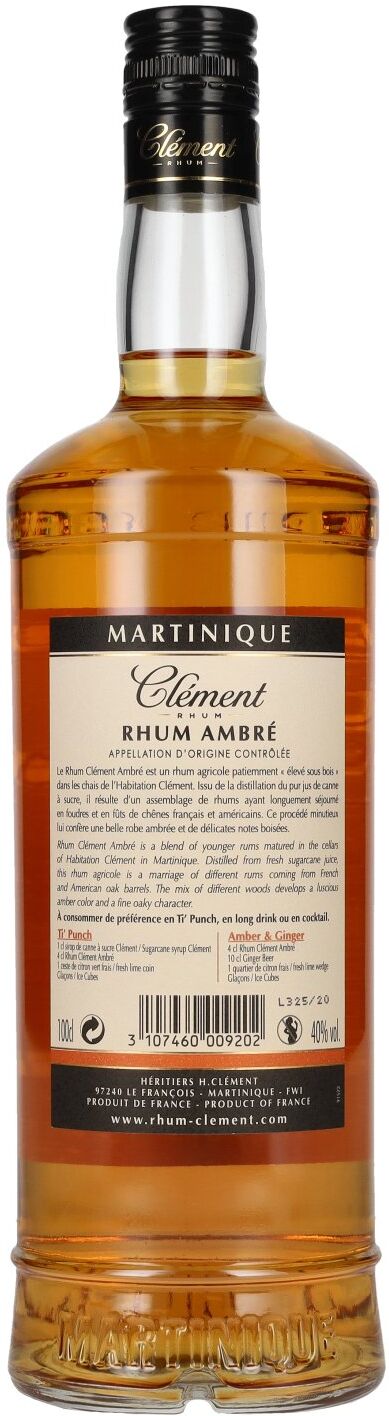 Clément Rhum Agricole Ambré 40% Vol. 1l