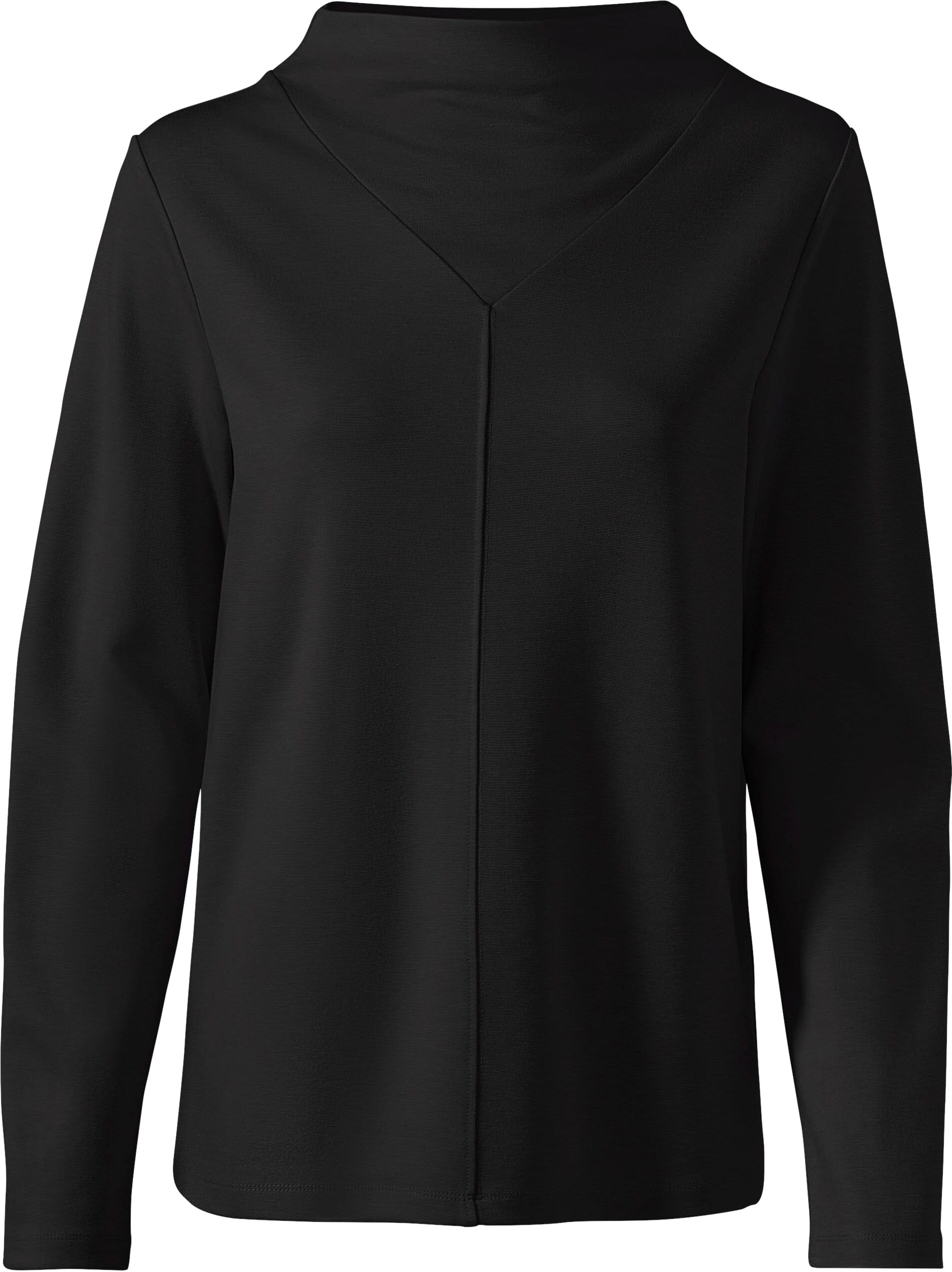 T-Shirt HEINE "Shirt Stehkragenshirt mit Mittelnaht vorne", Damen, Gr. 38, schwarz, Modisch, Rundhals, Shirts T-Shirt