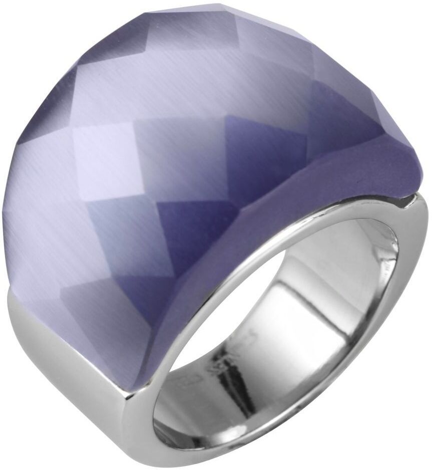 Fingerring AKZENT "aus Edelstahl mit facettiertem Schmuckstein" Gr. 56, silber (silberfarbig), Fingerringe, Damen, 56, Edelstahl, Fingerring