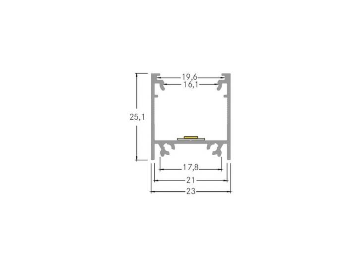 BRUMBERG Anbau-Profil Höhe 25 mm Länge 2 m alu Komplett-Set, alu / grau / zink, Aluminium