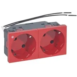 Legrand 077291 45° Schutzko-Steckdosen, 2-fach (4 Module). Farbe: rot mit Spannungsanzeige.