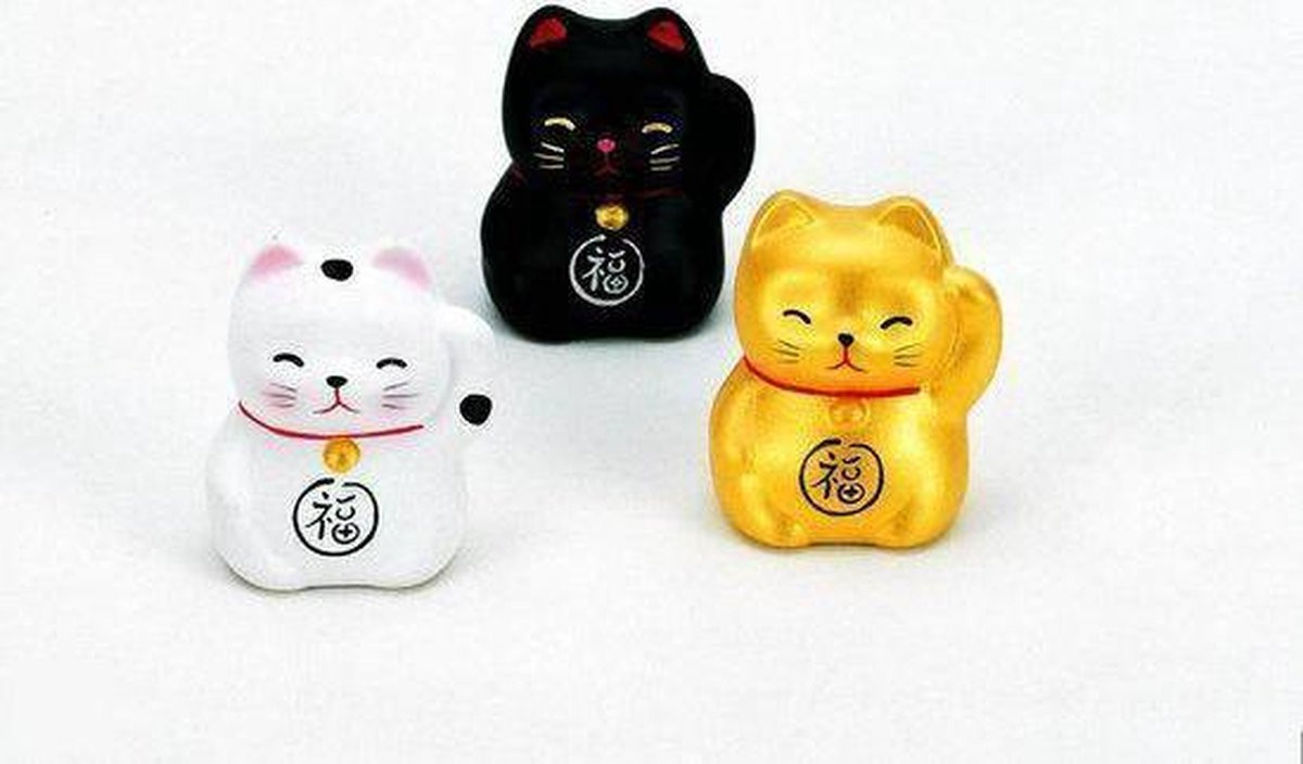 Tokyo Design Studio Lucky Cat Maneki Neko Wit Keramiek Hoogte: 5,5 cm