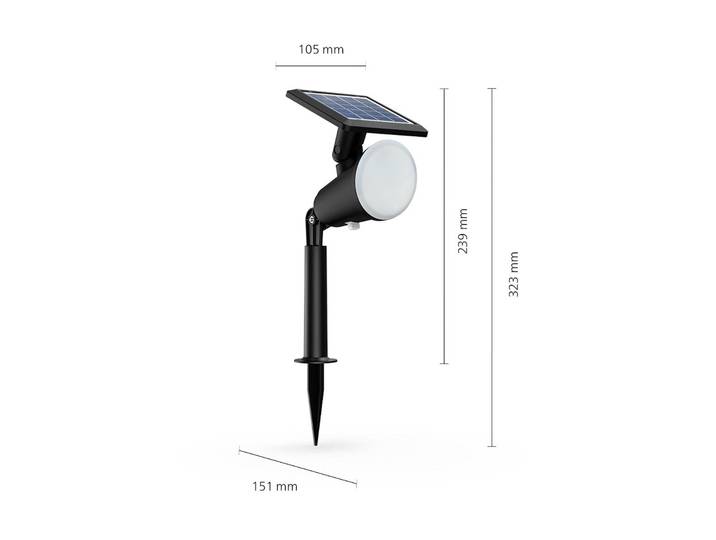 Philips LED grondspies lamp Jivix, zwart, Kunststof, Modern, Solar buitenverlichting