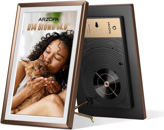 ARZOPA 14-Zoll WLAN Digitaler Bilderrahmen, e Cloud-Speicherung, kein Abonnement erforderlich, 1920x1200 Touchscreen, Metallrahmen, unterstützt Live-Anzeige
