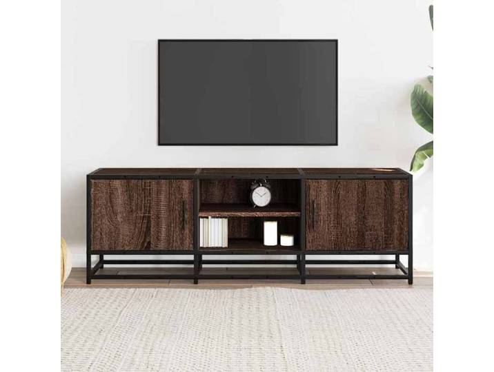ARMOIRE TV - Meuble TV - chêne marron - 120x35x41 cm - Bois d'ingénierie et métal - Assemblage requis（7210）
